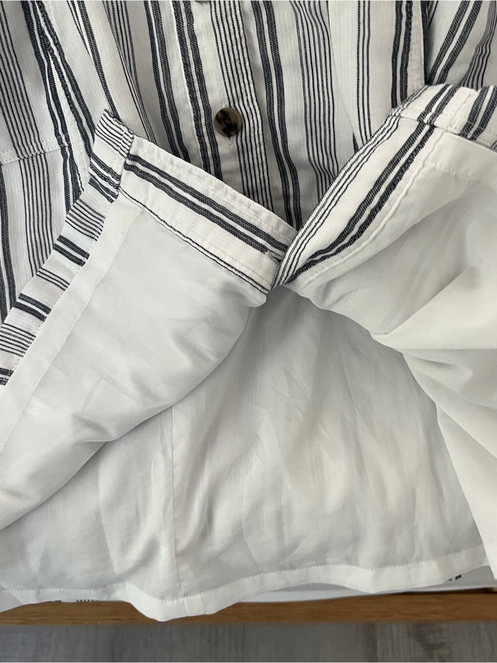 NWOT Loft Outlet petite gray and white striped button front sun dress 75% cotton - Picture 7 of 7